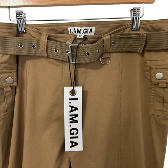 I.AM.GIA Womens Jordan Wide Leg Belted Pants Size Medium Tan Cotton Blend NWT - Picture 8 of 10